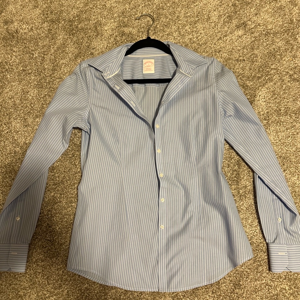 Brooks Brothers Blue Cotton No-iron Button Down